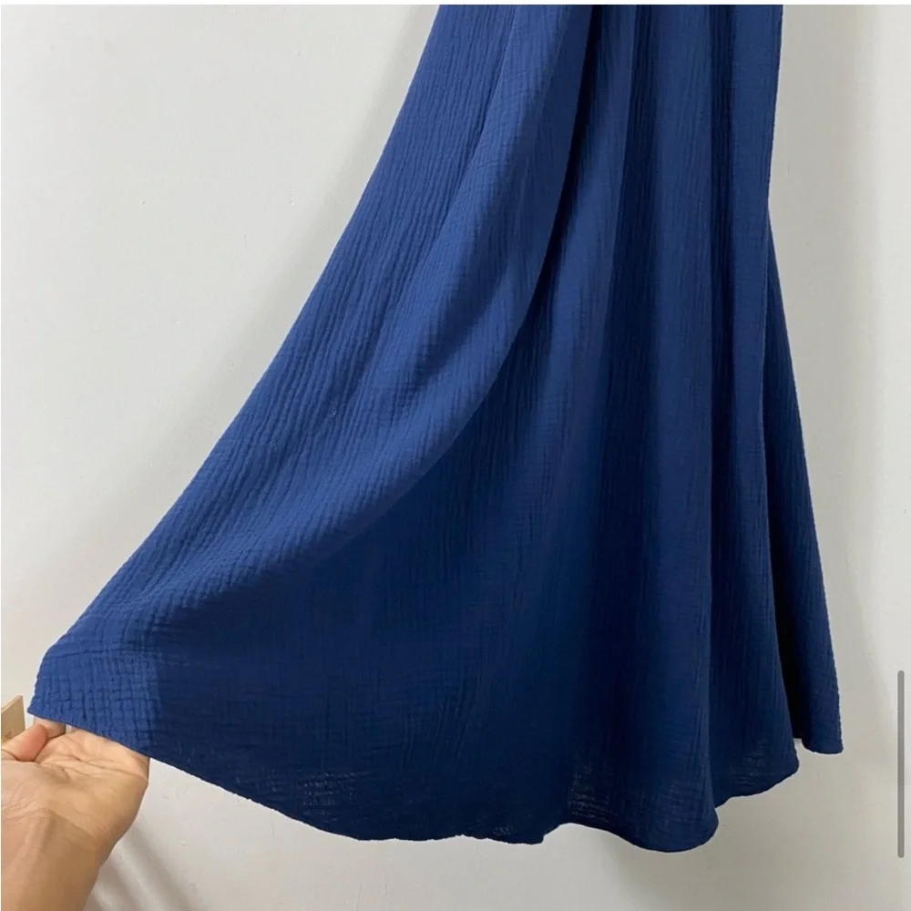J. Crew Halter Maxi Dress In Soft Gauze Navy Blue 100% Cotton - XS
